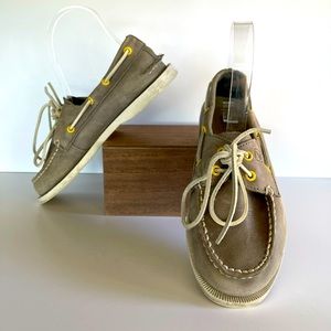 Kids boys Sperry Boat Shoe Grey Leather